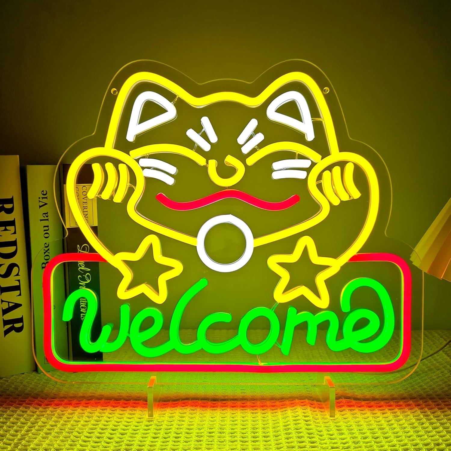 Neon Sign Party - Lucky Cat Welcome Neon Sign USB