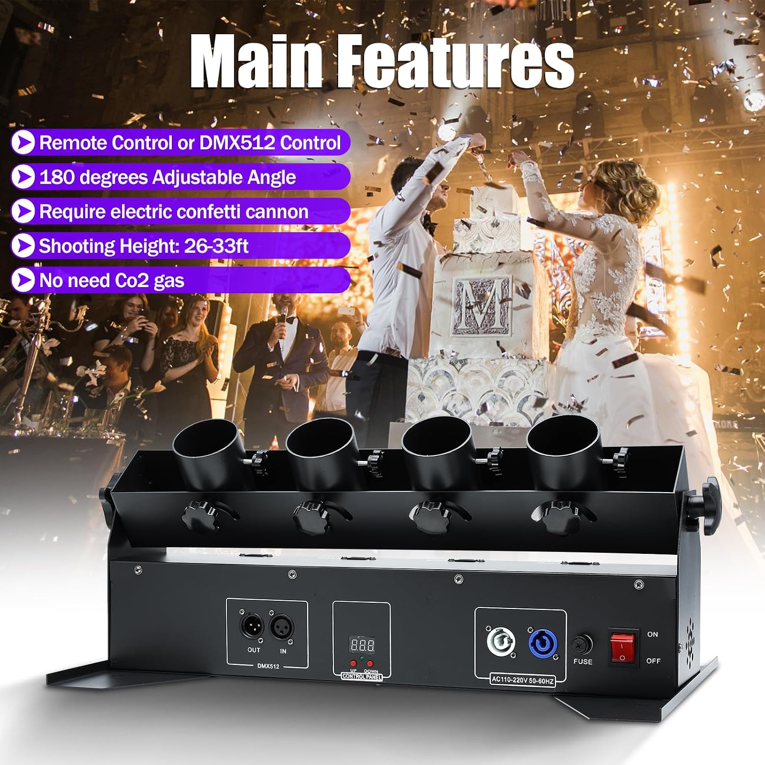 150W 4 Head Electric Confetti  - Confetti Cannon Tube review and price