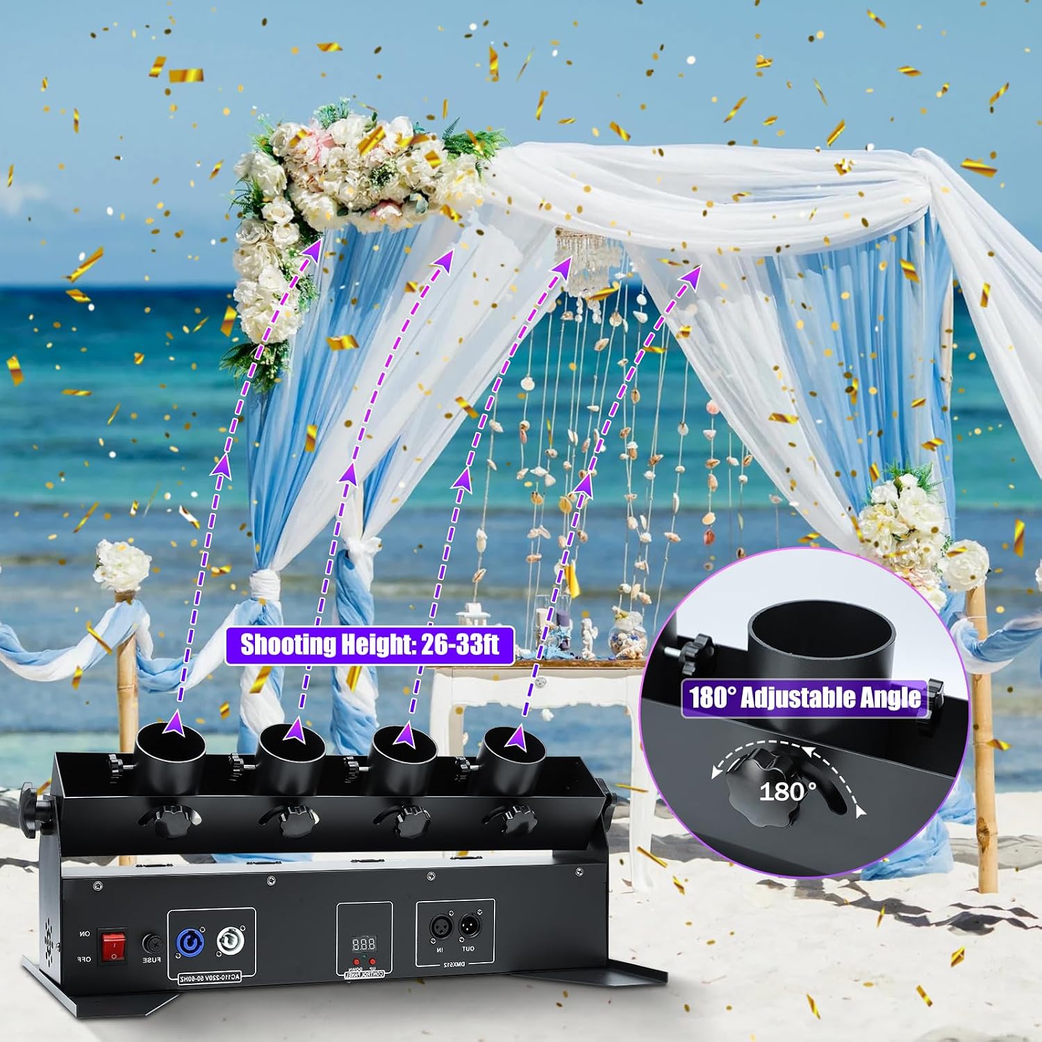 150W 4 Head Electric Confetti  - Confetti Cannon Tube review and price