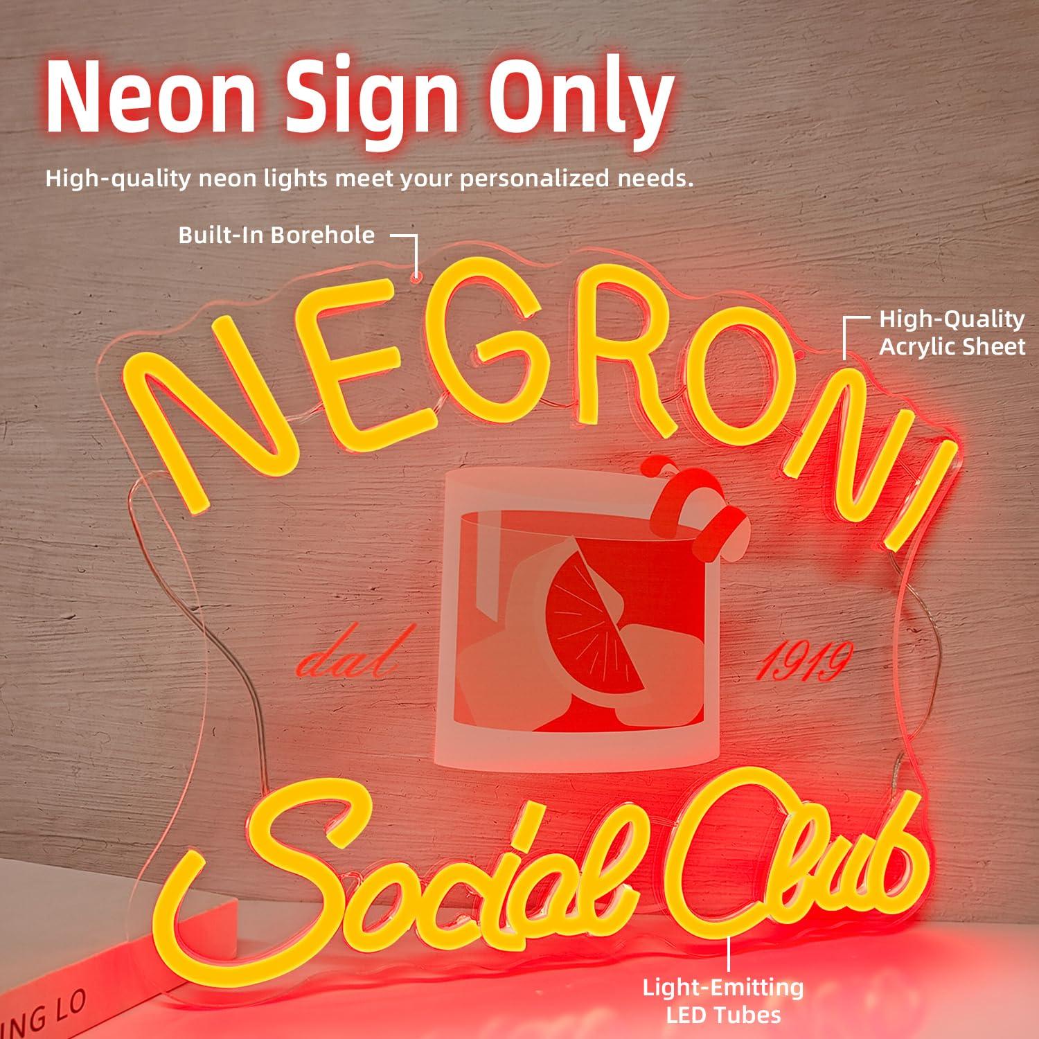 Negroni Social Club Neon Sign  - Neon Sign Party review and price