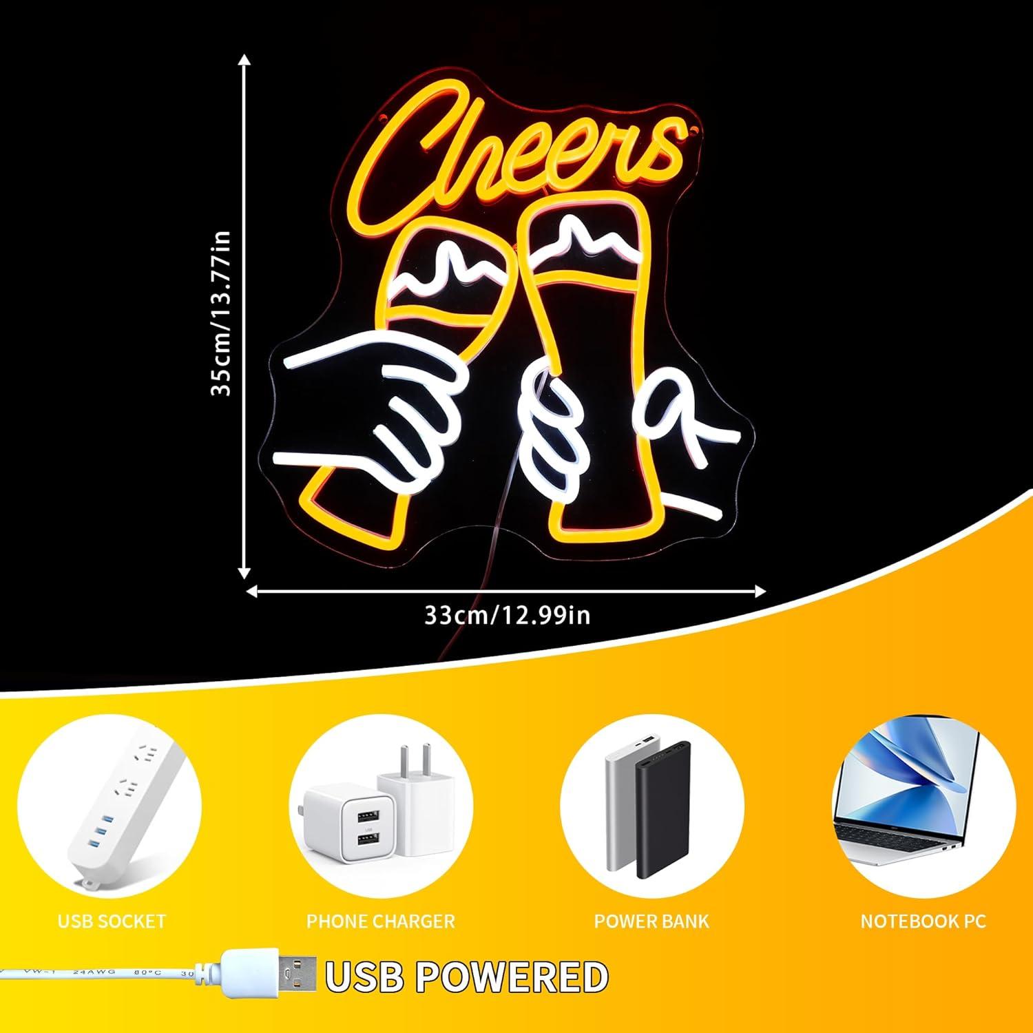 Cheers Cocktail Neon Sign USB  - Neon Sign Party review and price