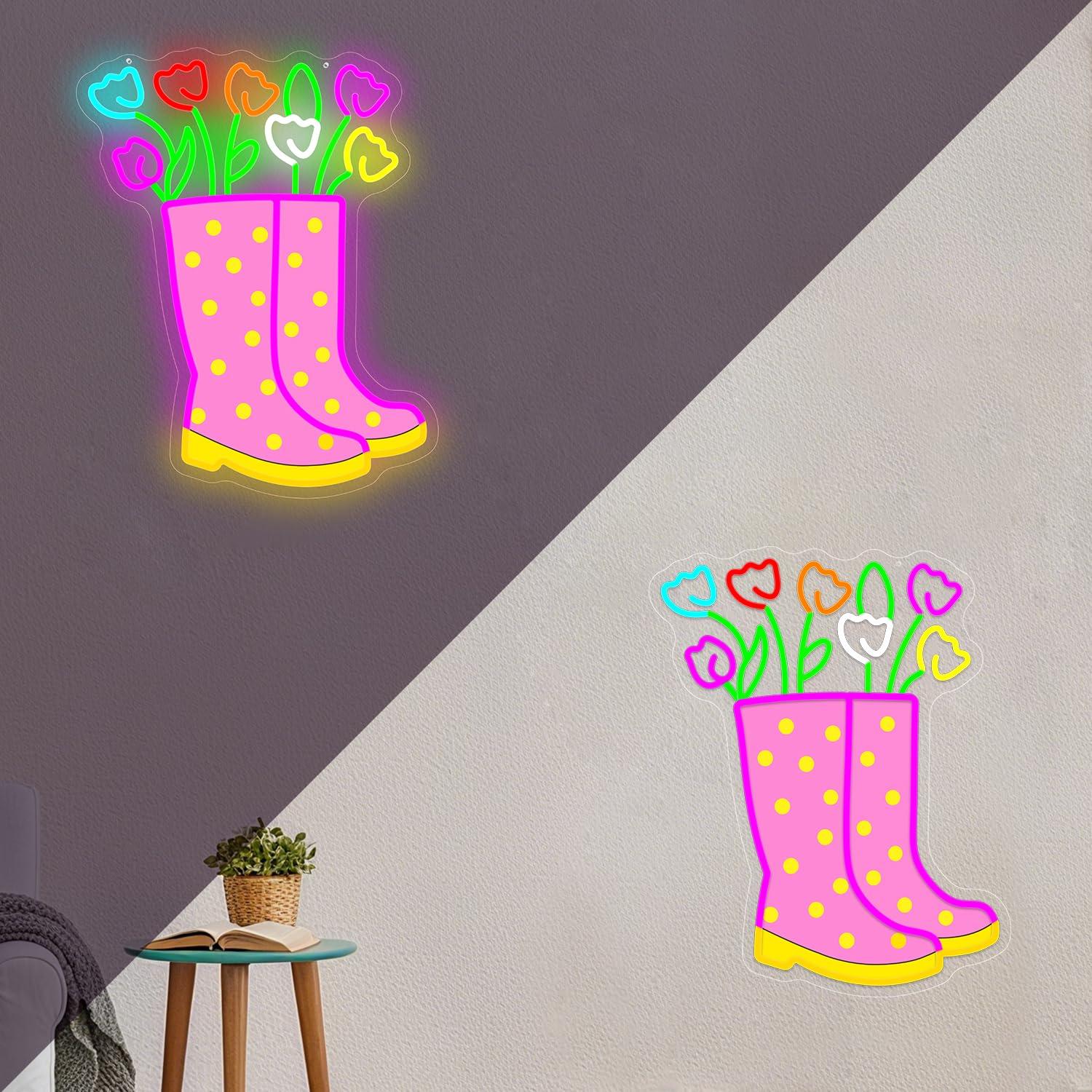 Spring Tulips Rain Boots Neon  - Neon Sign Party review and price